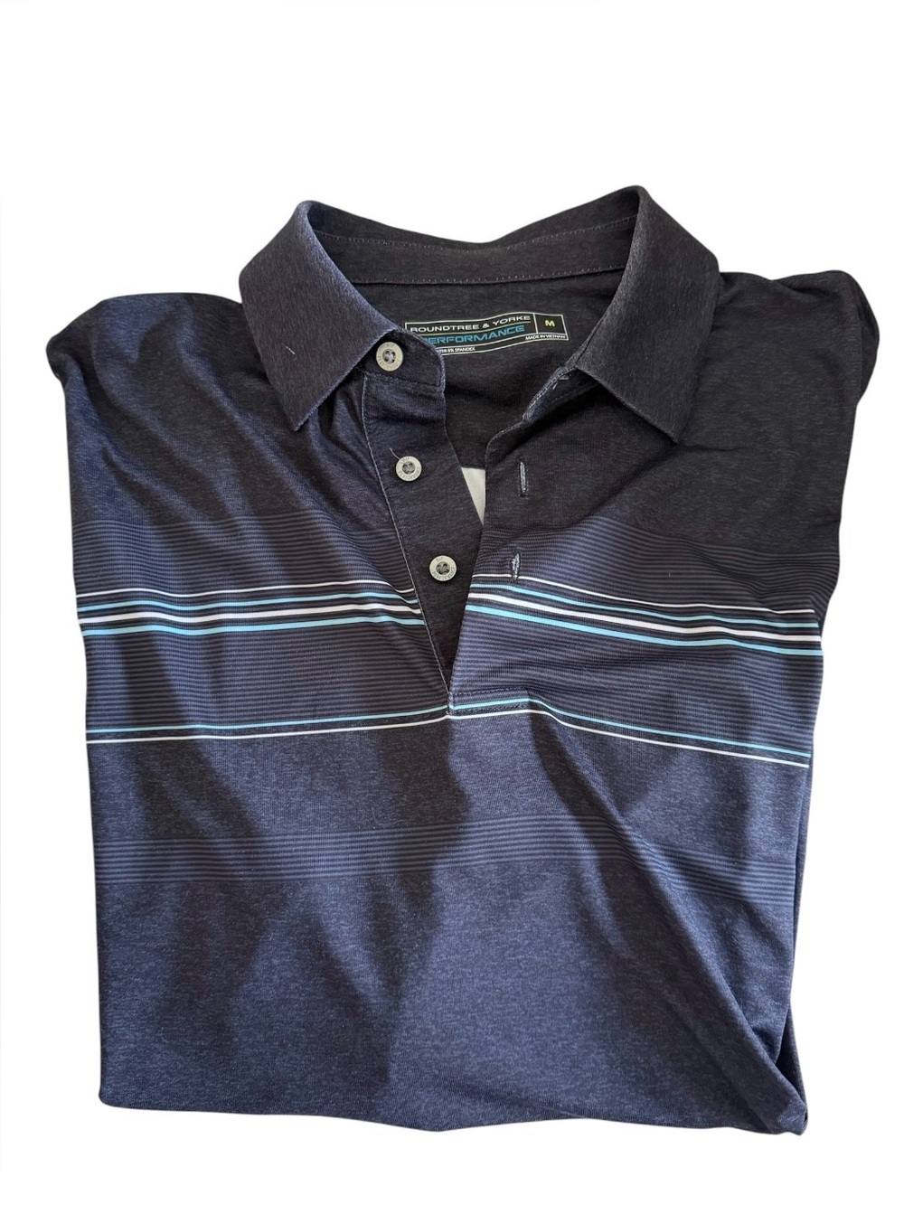 Men's blue gray Polo Shirt with Subtle Stripe Detail